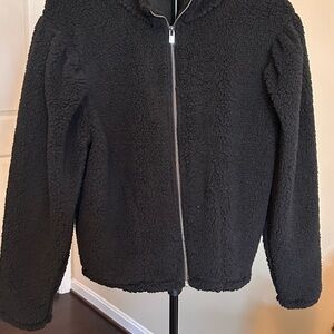 Express Black Sherpa Jacket with Plush Texture